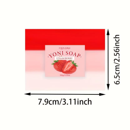 Strawberry Intimate Soap for Women 100g pH Balancing Feminine Wash Bar Gentle Cleansing Long-Lasting Fresh Fragrance Daily Feminine Hygiene Care 3 or 6 Pack