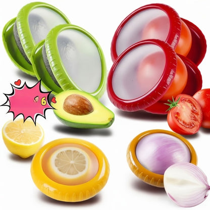 Silicone Food Storage Container Set – Reusable Produce Saver for Avocado, Onion, Tomato, Lemon, Garlic & Potato – Fridge-Safe Vegetable & Fruit Preservation Boxes, Reduce Food Waste