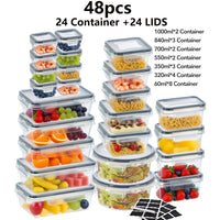 48pcs (24 lids + 24 containers) sealed