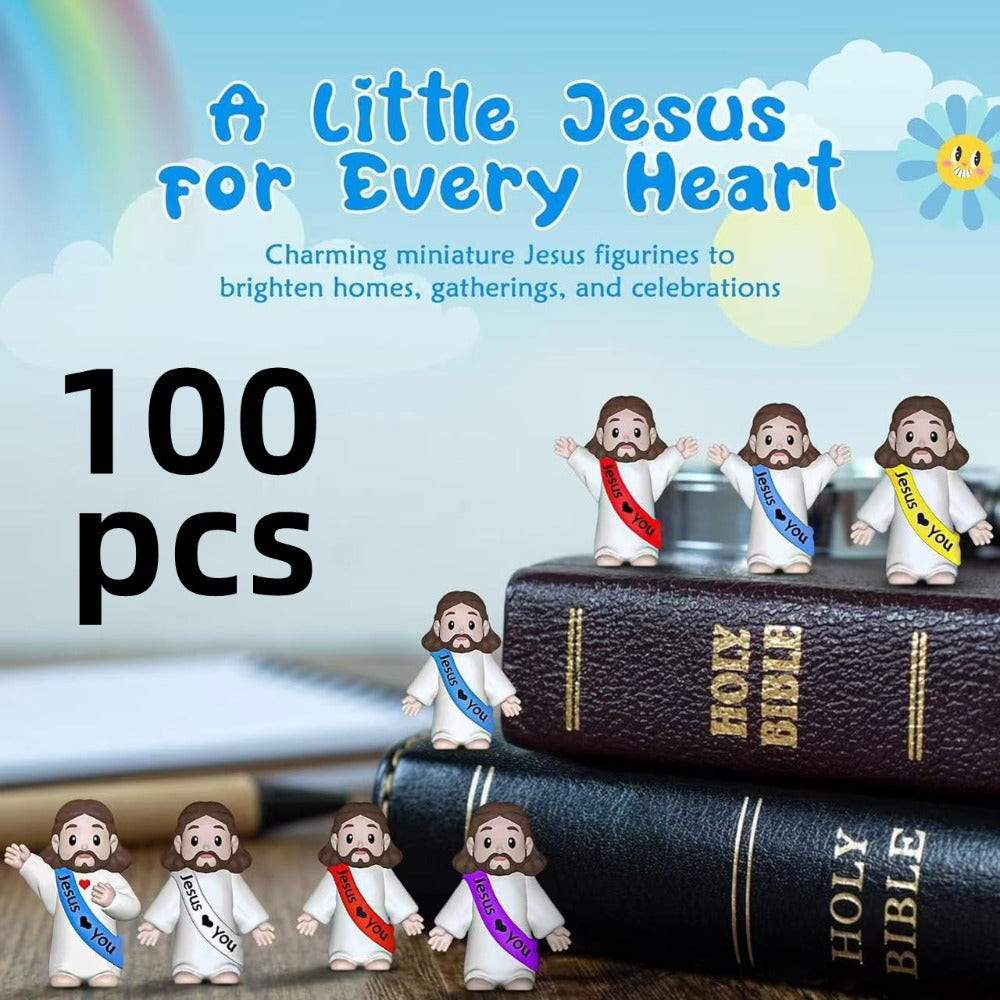 100pcs Mini Jesus Statue Party Favors - Religious Baptism First Communion VBS Crafts Gift Random Color