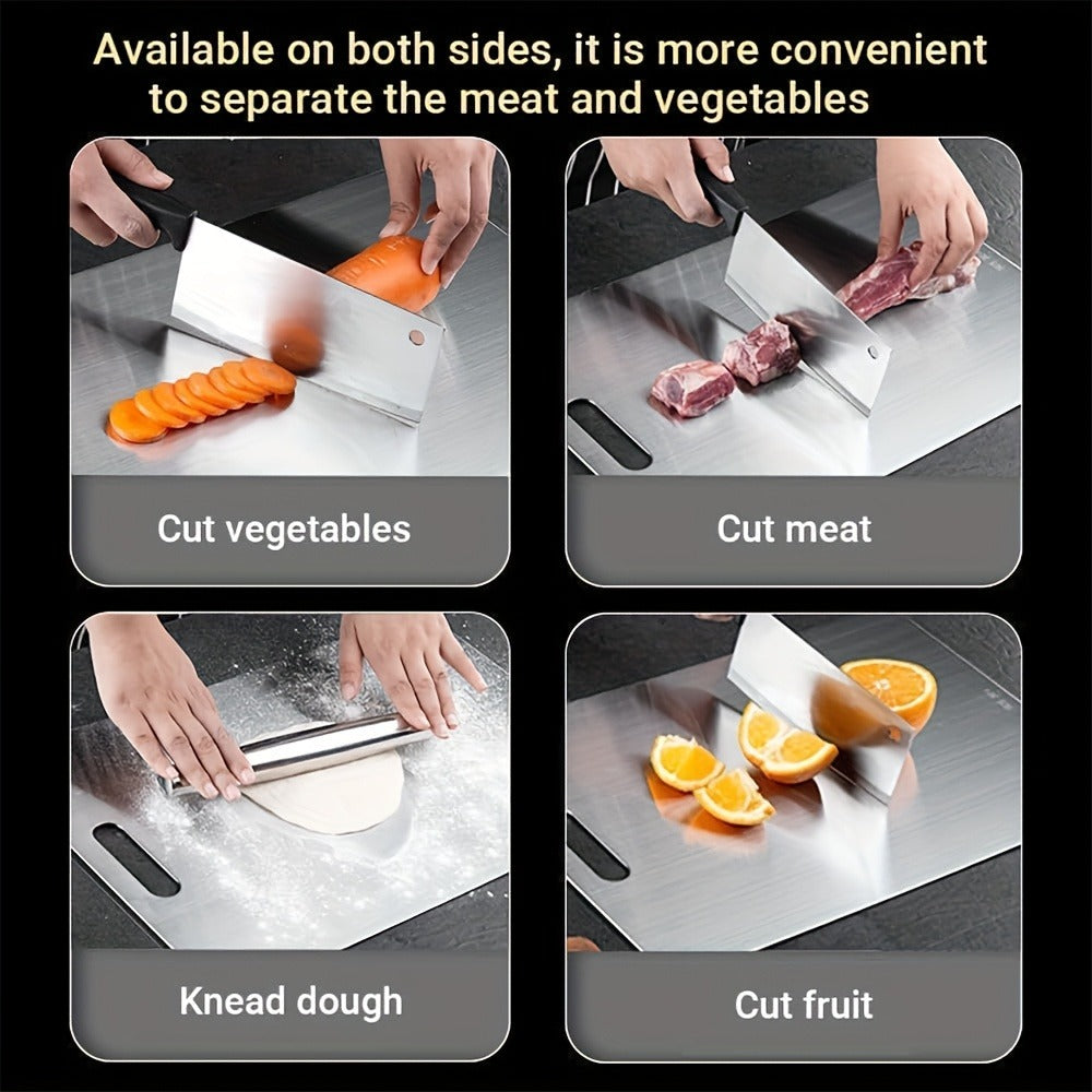 Titanium Cutting Board Set 3-Piece – 100% Pure Titanium Kitchen Chopping Boards Large Medium Small | Double Sided, Non-Porous, Odor-Free, Easy Clean | Surgical Grade Metal Cutting Board