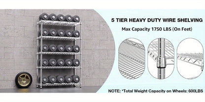 Metal Storage Shelving Unit Heavy Duty Adjustable 4 5 Tier Steel Shelf Rack for Garage Kitchen Pantry Workshop Black Chrome MZG