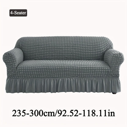 Seersucker Sofa Slipcover Elastic Band Closure Pet-Friendly All-Purpose Sofa Cover for Living Room Home Decor Protection — Single 2 4 Seater Multiple Colors