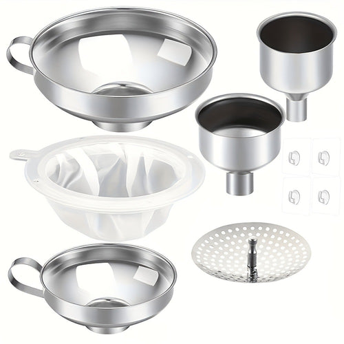 Stainless Steel Funnel Set of 12 Wide Mouth Kitchen Funnels for Mason Jar Canning Liquid Oil Jam Salad Dressing Transferring Multi-Functional Food Grade Funnel Kit