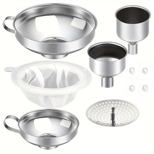 Stainless Steel Funnel Set of 12 Wide Mouth Kitchen Funnels for Mason Jar Canning Liquid Oil Jam Salad Dressing Transferring Multi-Functional Food Grade Funnel Kit