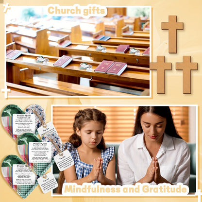 Mini Prayer Quilts 24pcs – Christian Sympathy Gift Set with Cross Heart Pocket & Bible Verse Scripture Panels for Women, Baptism, Hospital Visits, Mother’s Day & Religious Keepsakes