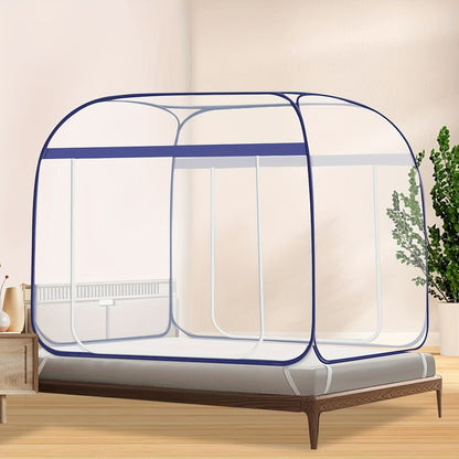 Mosquito Net for Bed Pop Up Bed Canopy 360° Protection Portable Foldable Yurt Mosquito Net with U-Shaped Zipper Ruffled Design Anti-Mosquito Indoor Bedroom Canopy Gray Blue Multiple Sizes
