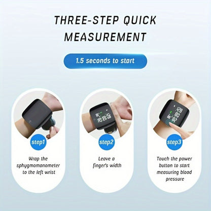 Wrist Blood Pressure Monitor Professional - Automatic BP Monitor with High-Precision LCD Display, Voice Language Prompts & Memory Function, Clinically Accurate for Medical & Home Use, Senior Gift