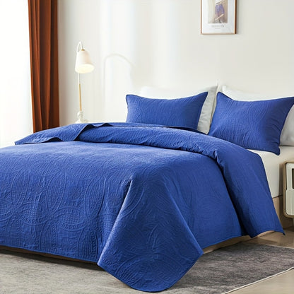 Quilt Set Bedspread with Pillowcases - Lightweight Microfiber Coverlet Twin Full Queen King, Soft Breathable Coin Pattern Comforter Set for Bedroom Dorm School