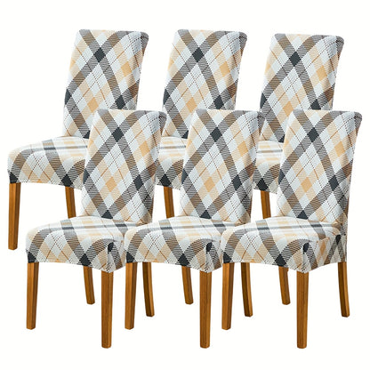 Dining Chair Covers Slipcovers Set of 4 or 6 - Spandex Stretch Milk Velvet Removable Washable Parsons Chair Protector | Anti-Slip Elastic Band | Multiple Prints | Kitchen Dining Room Hotel Ceremony