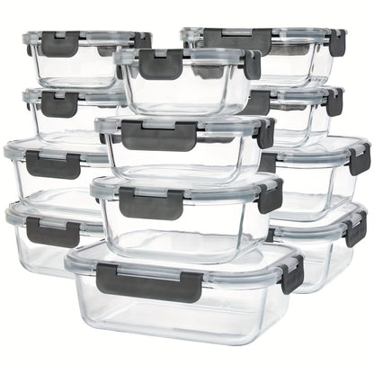 Glass Food Storage Containers with Airtight Lids - Borosilicate Glass Meal Prep Containers Set, Microwave Dishwasher Freezer Safe, BPA Free, Leak Proof Lunch Containers for Kitchen
