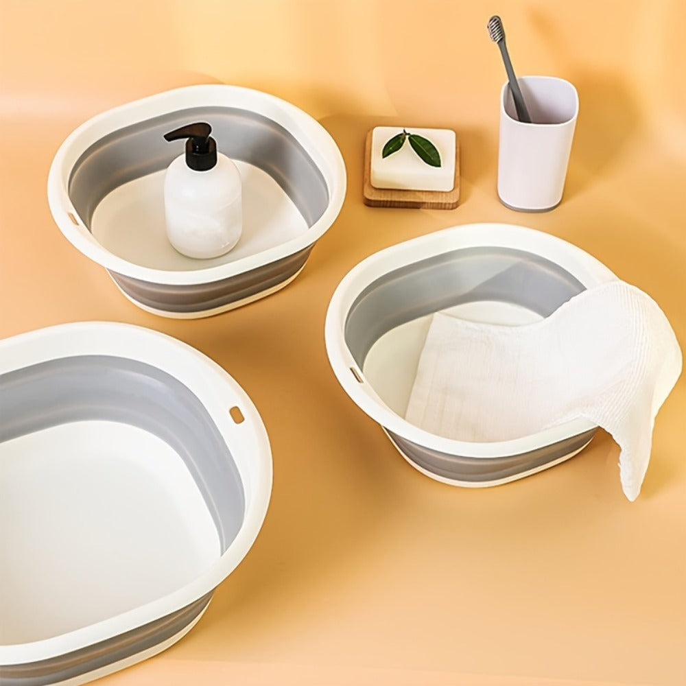 Collapsible Basin Set 3pcs – Foldable Wash Basin, Portable Dish Tub & Laundry Basket for Kitchen, Camping, Hiking & Home Storage (Large, Medium, Small)