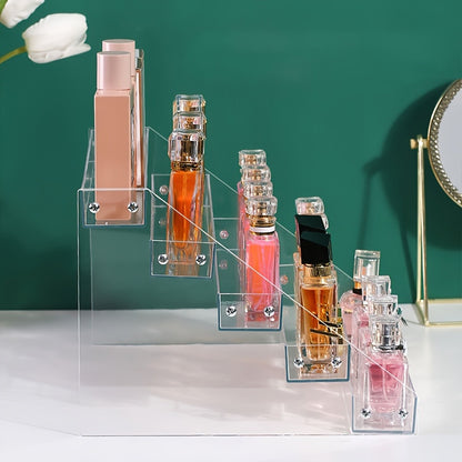 Clear Acrylic Makeup Organizer 5-Tier Cosmetic Storage with Multiple Compartments for Perfume Lipstick Skincare Nail Polish Jewelry Vanity Dorm Bedroom