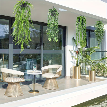 Artificial Hanging Plants 4 Pack – Fake Trailing Vines for Indoor Outdoor Wall Shelf Room Decor, Realistic Faux Rose Greenery Hanging Basket Decoration