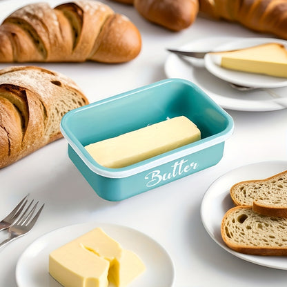 Butter Dish with Bamboo Lid & Knife, Iron Airtight Butter Keeper & Cheese Storage Box — Large Capacity Kitchen Counter Butter Container | Holiday Gift | Black, Gray, Green