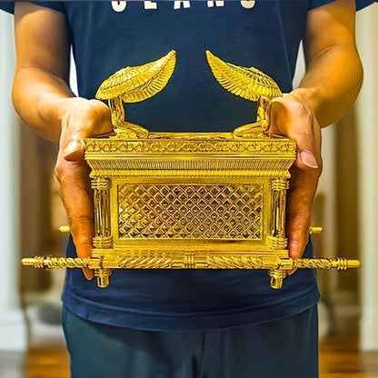 Ark of the Covenant Figurine – Golden Artisan Tabletop Statue, Spiritual Religious Decor for Home & Office, Hanukkah, Easter & Ramadan Gift Ornament, Indoor Outdoor Display, Medium & Large