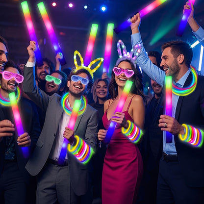 LED Bunny Ear Headbands 25-Pack | Glowing Light Up Rabbit Ears with 3 Flashing Modes for Party Halloween Christmas Weddings Concerts Cosplay Photo Props Unisex Adult
