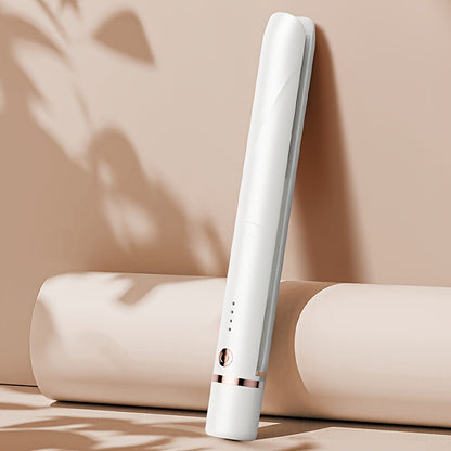 Wireless Hair Straightener and Curling Iron 2-in-1 Ceramic Cordless Hair Styler USB-C Rechargeable 3-Speed Adjustable Temperature Portable Travel Hair Tool Women Gift Pink White