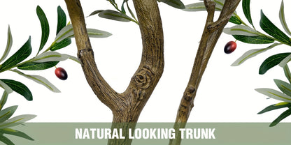 Artificial Olive Tree Indoor Tall Faux Potted Plant with Lifelike Leaves and Fruits for Living Room Office Bedroom Porch Home Decor Housewarming Gift 5FT 6FT 7FT