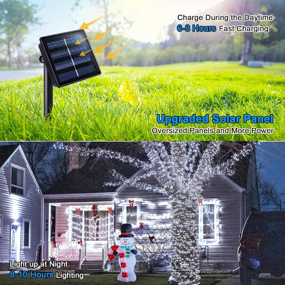 Solar LED Fairy String Lights IP65 Waterproof – 40FT or 80FT with 8 Lighting Modes for Independence Day, Christmas, Wedding, Garden & Yard – White, Warm White, Multi Color, Purple, Orange & Blue