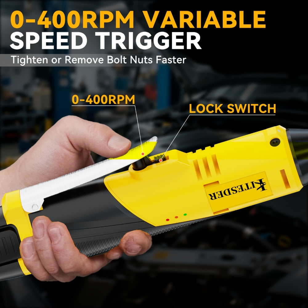 12V Electric Ratchet Wrench Set 400 RPM | 3/8" Cordless Power Ratchet Tool Kit with Variable Speed, 7 Sockets, 2.0Ah Lithium Battery & Fast Charger – Pipeline & Auto Repair