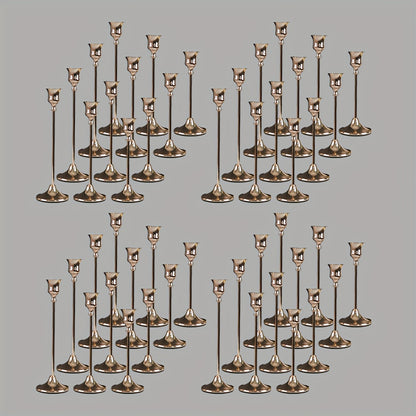 Copper Plated Candlestick Holders Bulk Set – Retro Minimalist Taper Candle Holders for Wedding Birthday Christmas Dining Table Fireplace Decor