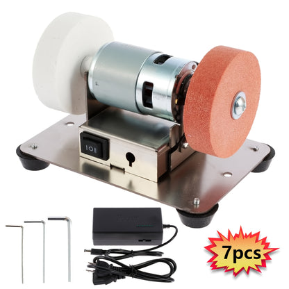 Mini Belt Sander 3-in-1 Electric Desktop Knife Sharpener 15 Degree 7 Speed Adjustable Polishing Machine for DIY Metal Wood Handicrafts Cutting Tools with Sanding Belts