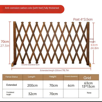 Expandable Wooden Pet Gate Fence Freestanding Retractable Indoor Outdoor Safety Barrier for Dogs Cats - Dark Style Thickened Wood Yard Garden Play Area Divider 27.56 Inch and 35.43 Inch Height Options