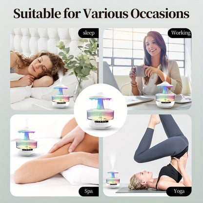 Aromatherapy Diffuser Humidifier Upgraded Colorful Raindrop Music Design 7-Color LED Night Light Large Capacity Quiet Operation for Bedroom Office Valentine Gift