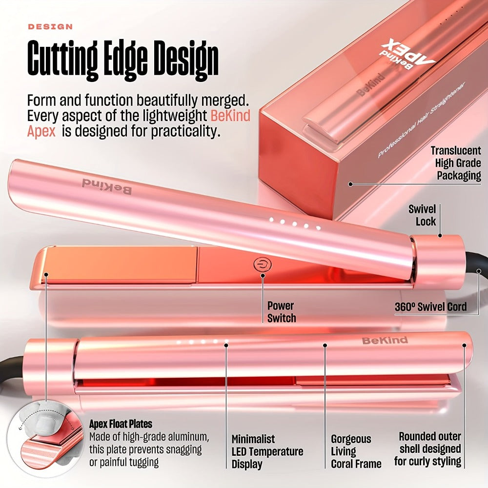Hair Straightener Flat Iron 2-in-1 Curling Iron | 460°F Professional Ceramic Plates | 15s Fast Heating | Temp Memory | UltraSmooth Anti-Frizz | Gift Set for Women Girls