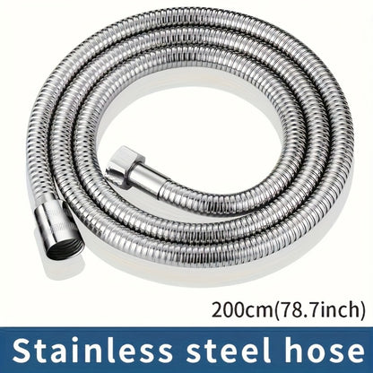 Flexible Stainless Steel Shower Hose Electroplated - Round Shape, Wall-Mounted Easy Install, for Rainfall Shower Heads & Sprayers, 59" / 78.7" / 118" Length Options, Chrome Finish