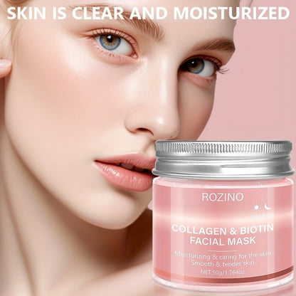 Biotin Collagen Face Mask 50g, Hydrating Anti-Aging Skin Firming Mask, Day & Night Brightening Treatment, Smooths Wrinkles & Plumps Skin for Youthful Radiant Complexion – Ideal Skincare Gift for Women