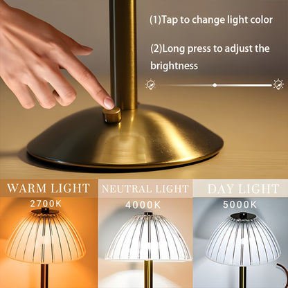 LED Retro Metal Table Lamp for Bedroom, Nordic Bedside Night Light with USB Charging, Warm Atmosphere Desk Lamp for Living Room Reading