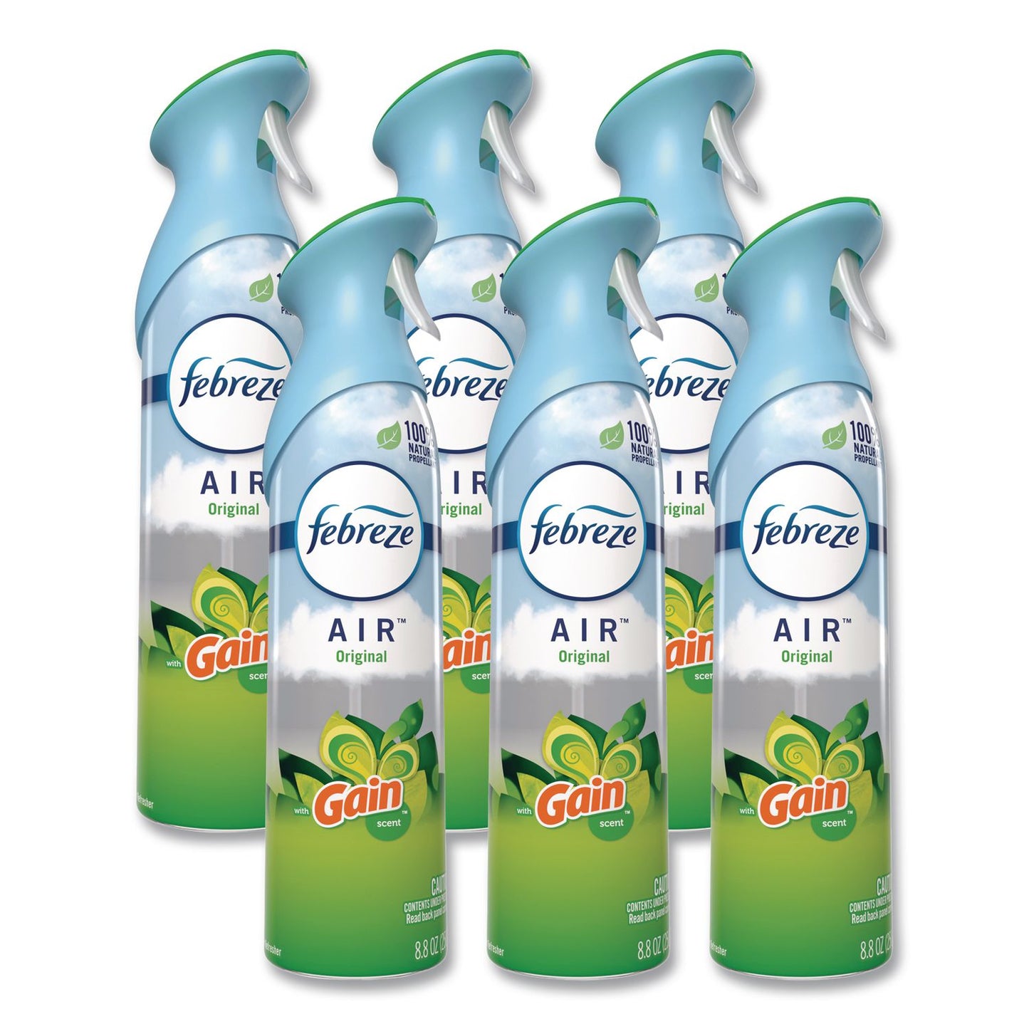 Febreze AIR Gain Original Air Freshener Spray 8.8oz 6-Pack Carton – Odor Eliminator, 100% Natural Propellant