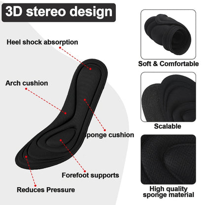 Shoe Insoles 8 Pairs 3D Cushioning Inserts for Men Women Sponge Replacement Innersoles for Work Boots Sneakers Everyday Shoes Sizes 6-11 Classic Colors