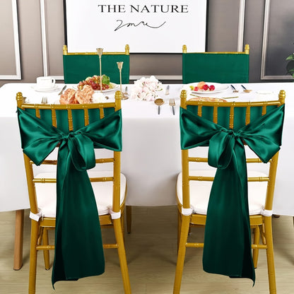 100pcs Satin Chair Sashes Bows for Wedding Banquet Party Event Decoration – 13 Colors, 18×275cm