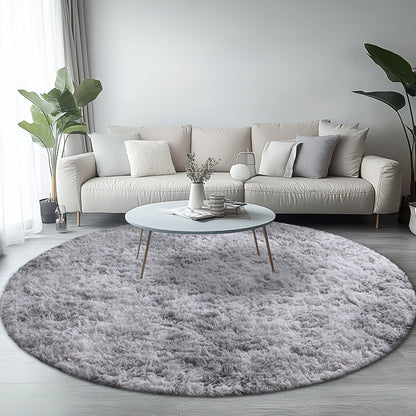 Round Shaggy Plush Rug – Soft Fluffy Circular Carpet for Bedroom & Living Room, Easy Clean