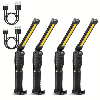 COB LED Work Light Magnetic Base Rechargeable USB 20000 Lumens 7 Modes 180° Rotation Portable Hanging Flashlight with Built-in Battery Power Bank Function for Workshop Garage Car Repair 1/2/4 Pack