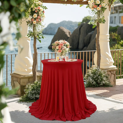 Spandex Cocktail Table Cover Round Stretch Tablecloth for Party Wedding Banquet – Elastic High Top Table Cloth Fitted Cover for Events, Birthdays, Hotels, Outdoor Picnic, Exhibition