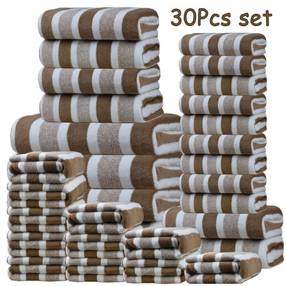 Bath Towel Set 30 Piece Coral Fleece Super Soft Quick Dry Fast Absorption Lightweight Large Wide Towels for Home Hotel Spa Gym Camping Christmas Gift Red Gray Green Navy Blue Purple Brown