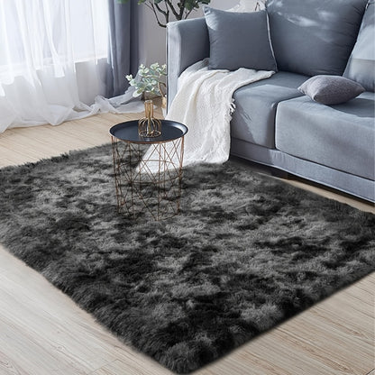 Fluffy Area Rug Tie-Dye Soft Carpet for Living Room Bedroom Office Thickened 1000g/㎡ Machine-Woven Indoor Mat Multi-Color Multi-Size Dark Gray Light Grey Khaki Pink Black White Purple