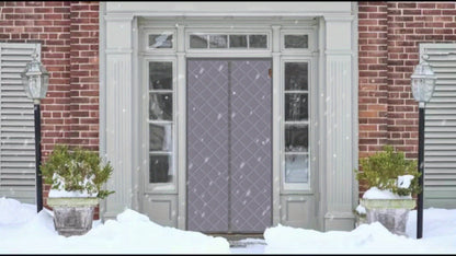Thermal Insulated Door Curtain Magnetic Closure Knit Plaid Pattern – Windproof Insulation Blanket for Front Door, Sliding Glass, Patio & French Doors, Keep Cold Out, Grey & Brown, Multiple Sizes