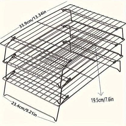 Cooling Rack for Baking Set of 3 Collapsible Stackable Wire Rack Oven Safe Stainless Steel Cookie Cooling Rack Kitchen Baking Rack for Cake Bread Cookies Roasting Air Frying