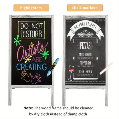 A-Frame Chalkboard Sign Double Sided Magnetic Wooden Standing Blackboard Menu Display Board for Restaurant Coffee Shop Bar Sidewalk Sandwich Board 39x20 Inch