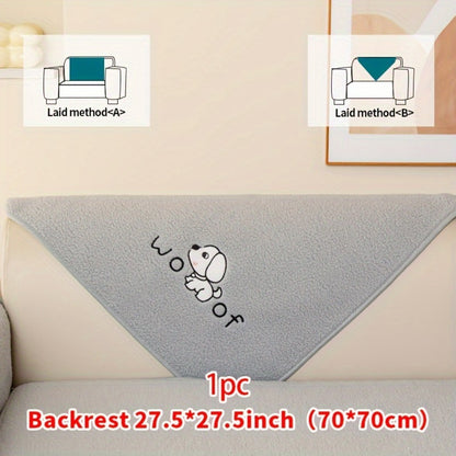 Sherpa Plush Sofa Cover Non-Slip | Thick Fleece Couch Protector, Pet Friendly Furniture Shield, 1 to 4 Seat, Armrest Backrest Pillowcase, Deep Gray Light Gray Coffee Off White