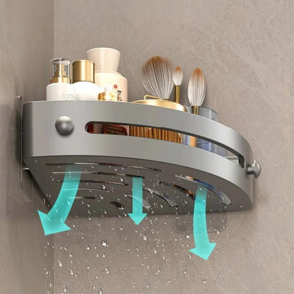 Corner Shower Shelf 2-Layer Nail-Free Bathroom Caddy – No Drill Plastic Shampoo Holder & Organizer for Shower, Bathtub & Bathroom Wall | Drainage Design, Strong Load-Bearing