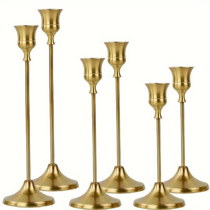 6-Pack Bell-Shaped Metal Candle Holders for Christmas Halloween Weddings – Tabletop Centerpiece Decor, Brass & Matte Black, Multi-Holiday Home Hotel Decoration