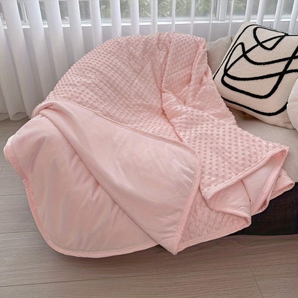 Cooling Blanket for Summer – Breathable Lightweight Throw with Soundwave Embossed Striped Design, 100% Polyester Machine Washable Blanket & Shawl for Bed, Sofa & Travel (Multiple Colors & Sizes)