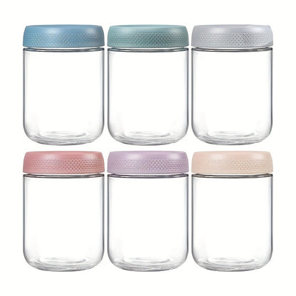 Wide Mouth Mason Jars with Airtight Lids 6 Pack 16oz - Glass Food Storage Containers for Overnight Oats Yogurt Snacks Spices and Salad, Clear Round Glass Jars with Optional Protective Silicone Sleeves for Kitchen Pantry and Meal Prep