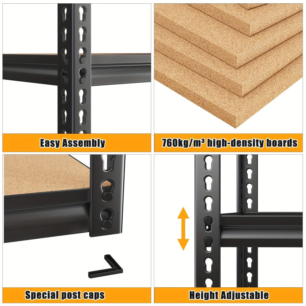 5-Tier Heavy Duty Garage Shelving Unit 2000LBS – Metal & Wood Storage Shelves, Adjustable Utility Rack for Garage, Basement, Pantry, Warehouse, Kitchen & Office, Tool-Free Assembly, Black